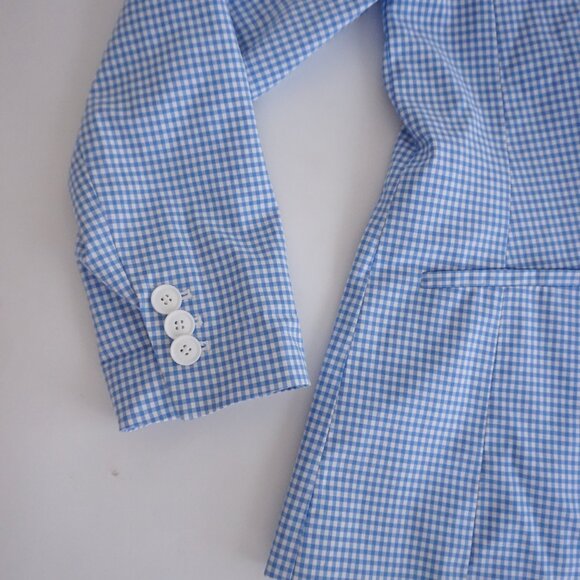 Talbots Blue Gingham Check Blazer Preppy Cottagecore Spring Layering Jacket 8 - Picture 8 of 11